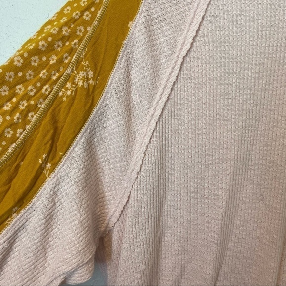 Free People Auxton Waffle Knit Wrap Mixed Media Top - Picture 9 of 15